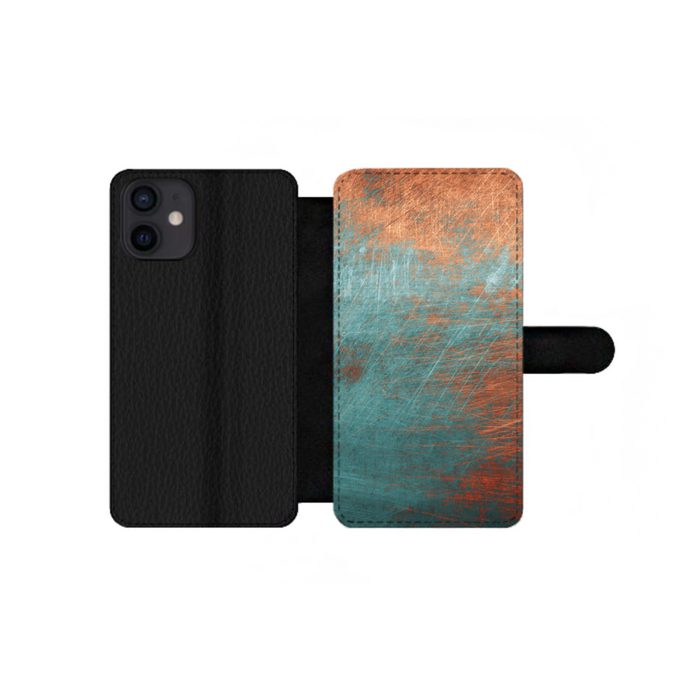 MuchoWow Handyhülle Metall - Rost - Bronze - Blau - Abstrakt - Struktur Handyhülle Telefonhülle Apple iPhone 12 Mini