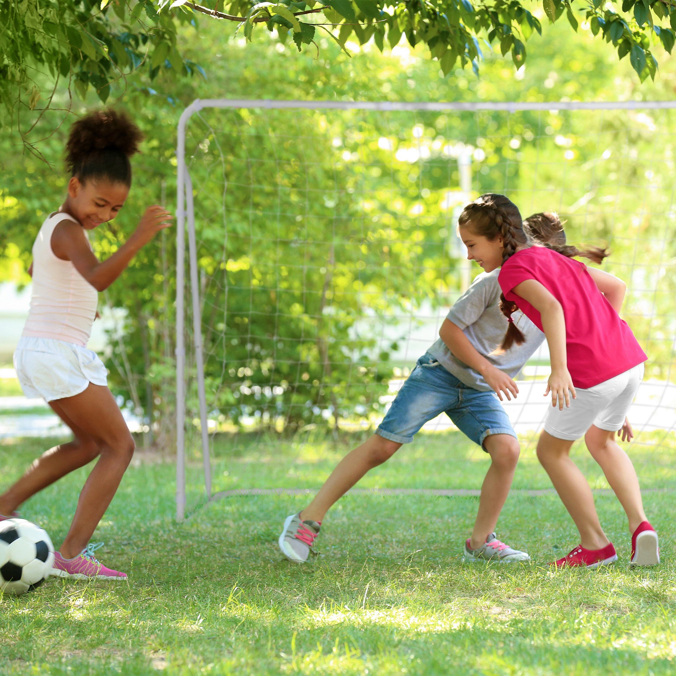 relaxdays Fußballtor Weißes Fußballtor aus Stahl