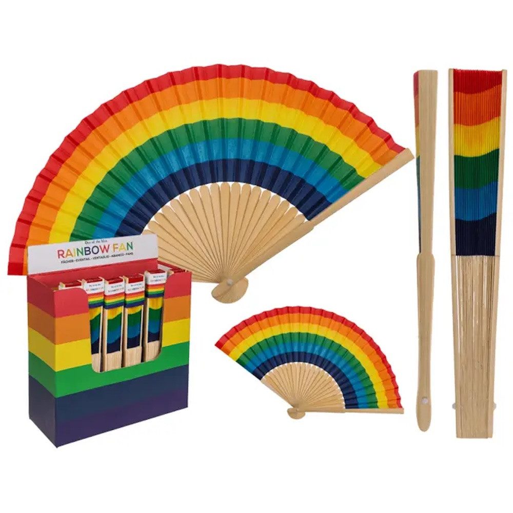 LK Trend & Style Handfächer 2x Bambus, Regenbogen Fächer, (21 cm, Bambus, 2-tlg., Wann immer es zu heiß wird), Kompakte Größe, ein Hauch von Farbe