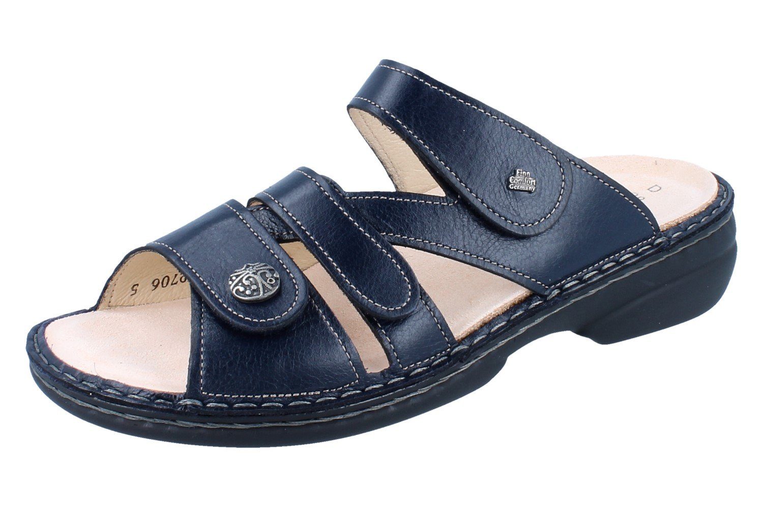 Finn Comfort FINN COMFORT Ventura Soft Damen Pantolette blau Glattleder - Größe: Pantolette Wechselfußbett
