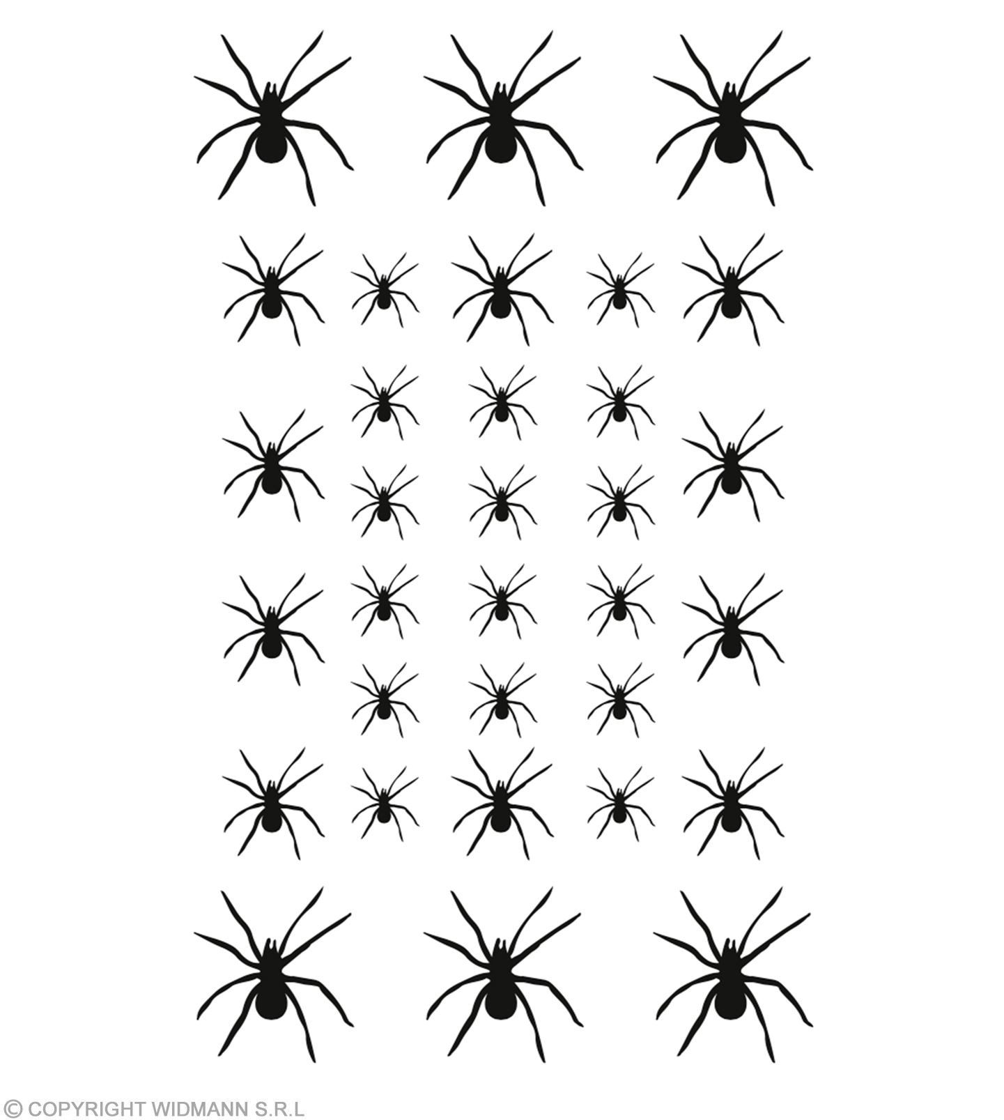 Widmann S.r.l. Schmuck-Tattoo Spinnen Tattoos - 32 Stück, Zubehör zum Hexenkost