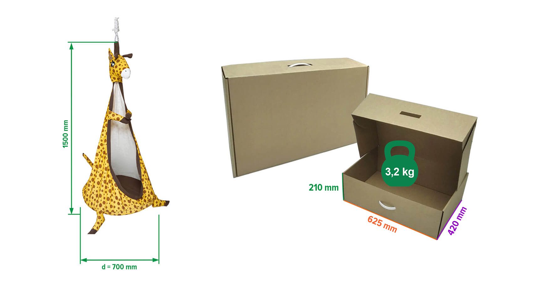 Jeflex Hängematte Jeflex Schaukel-Giraffe, aufblasbarer Sitzkissen