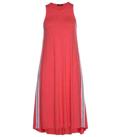 PLEASE Midikleid »PLEASE Midi-Kleid gemütliches Damen Haus-Kleid Freizeit-Kleid mit Rundhalsausschnitt Koralle«