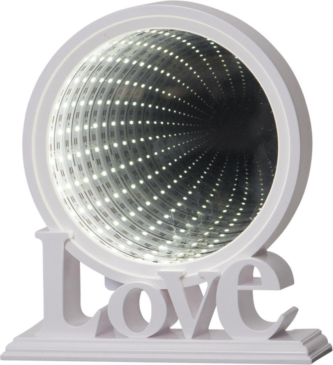 STAR TRADING LED Dekolicht LED-Leuchtkreis LOVE endlos Spiegeleffekt 26 kaltweiße LED Batterie, LED Classic