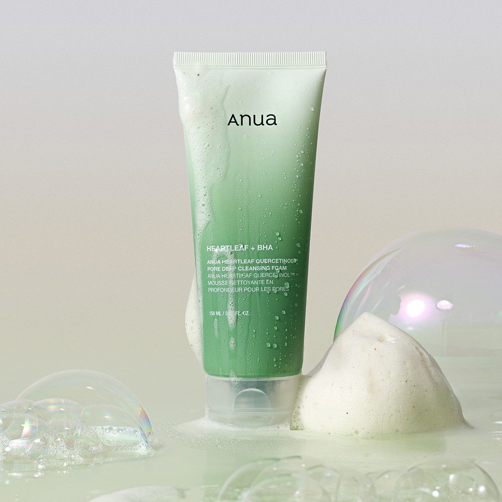 Anua Gesichts-Reinigungsschaum HEARTLEAF QUERCETINOL PORE DEEP CLEANSING FOAM, für ölige Haut, reinigt porentief und beruhigt effektiv