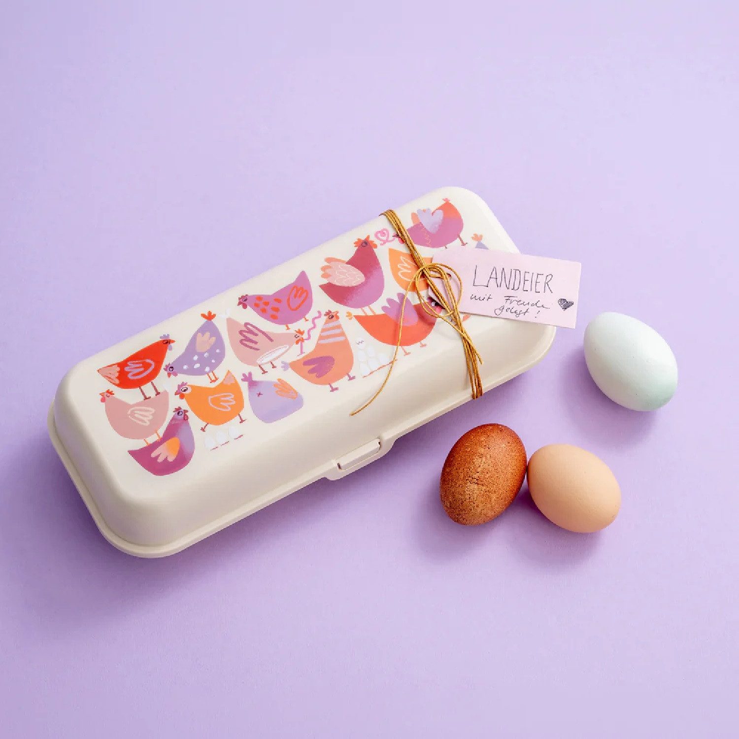 KOZIOL Eierkorb Eierbox Eggs To Go creative chicks, almond, Kunststoff