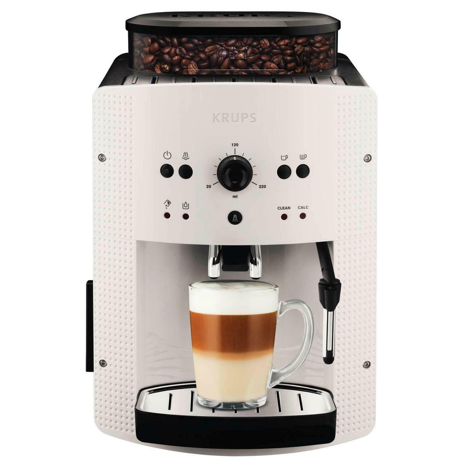 Krups Kaffeevollautomat EA810570 Essential White Kaffeevollautomat,  Automatische Abschaltung, Dampfstab, Abnehmbarer Wasserbehälter
