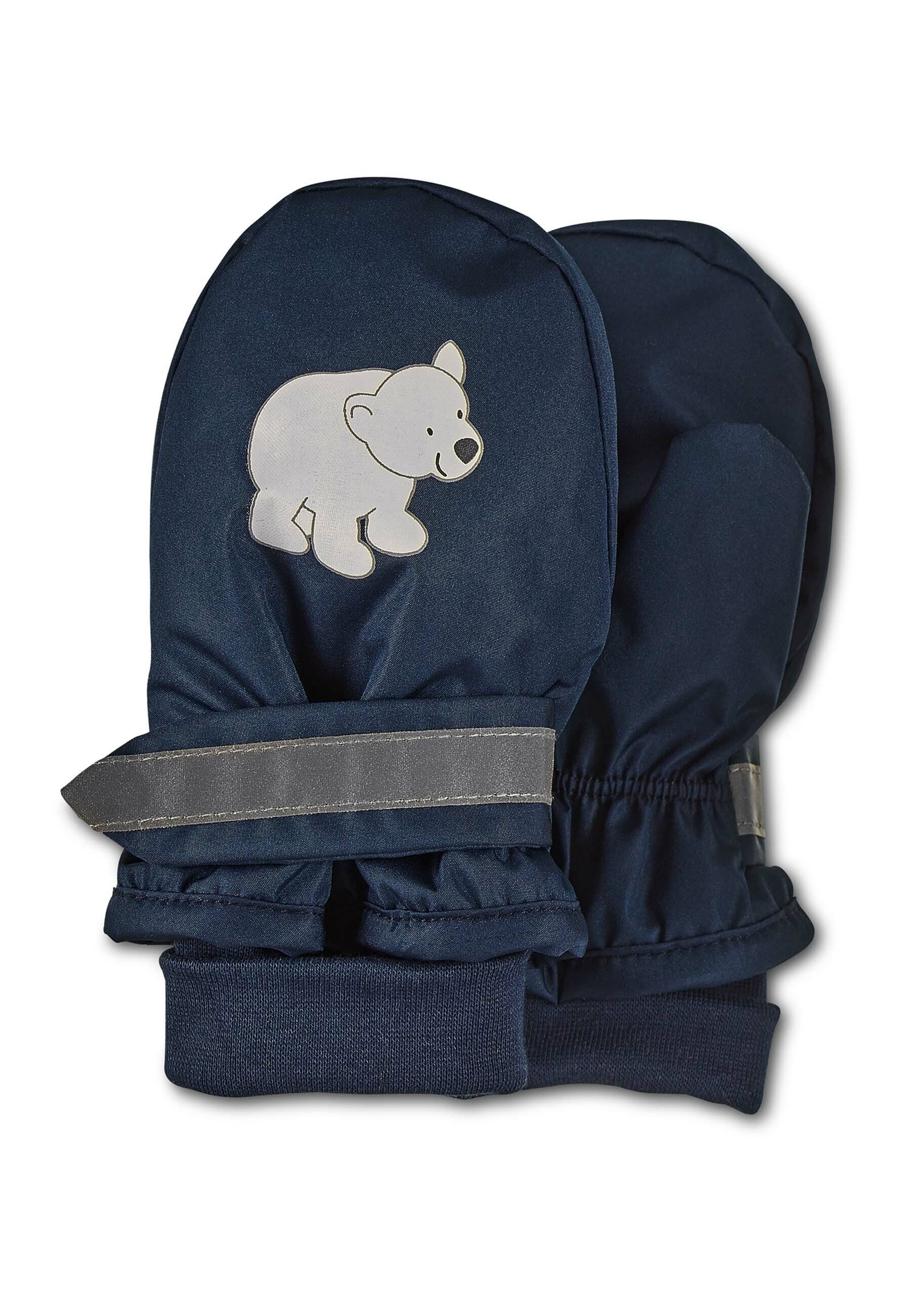 Sterntaler® Fäustlinge Fäustlinge Eisbär (1-St) Fäustling mit Daumen, wasserabweisend, Eisbär-Print, Klettverschluss