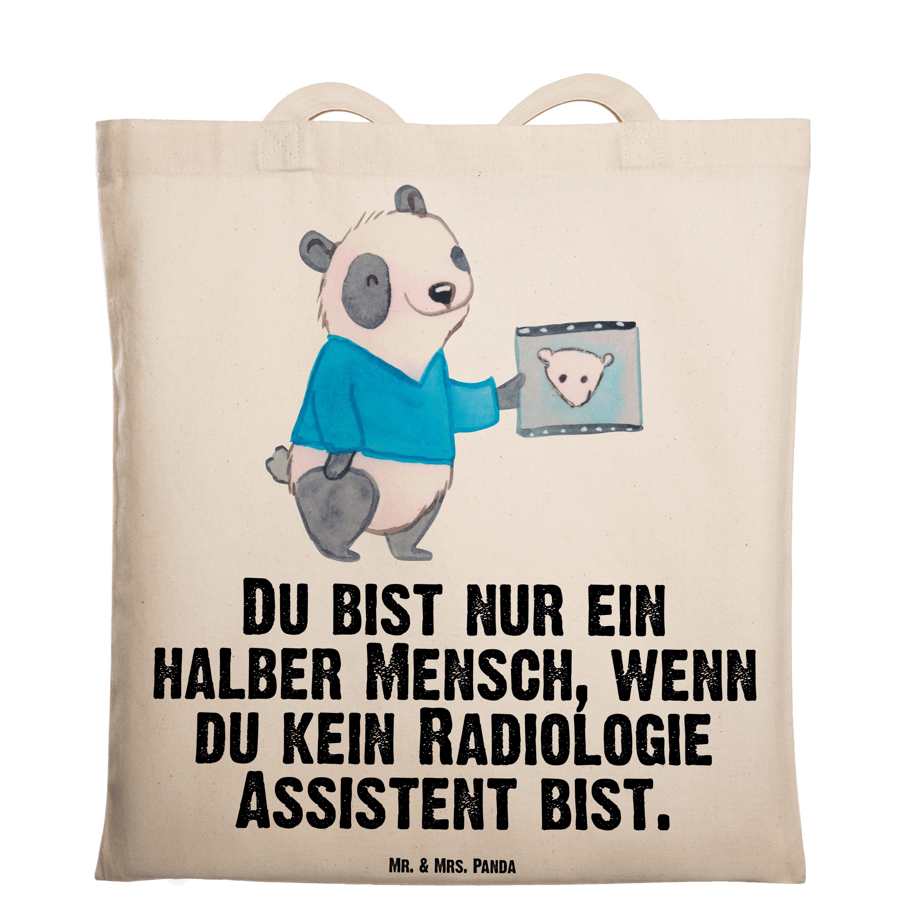 Mr. & Mrs. Panda Tragetasche Radiologie Assistent mit Herz - Transparent - Geschenk, Stoffbeutel, (1-tlg)