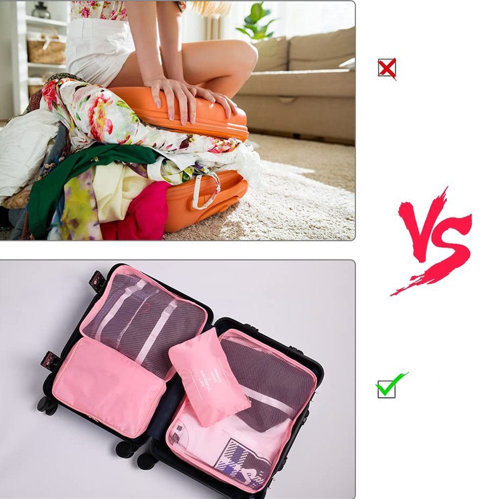 FELIXLEO Kofferorganizer Kofferorganizer Packwürfel Packtaschen Rosa 8-tlg (1-tlg)