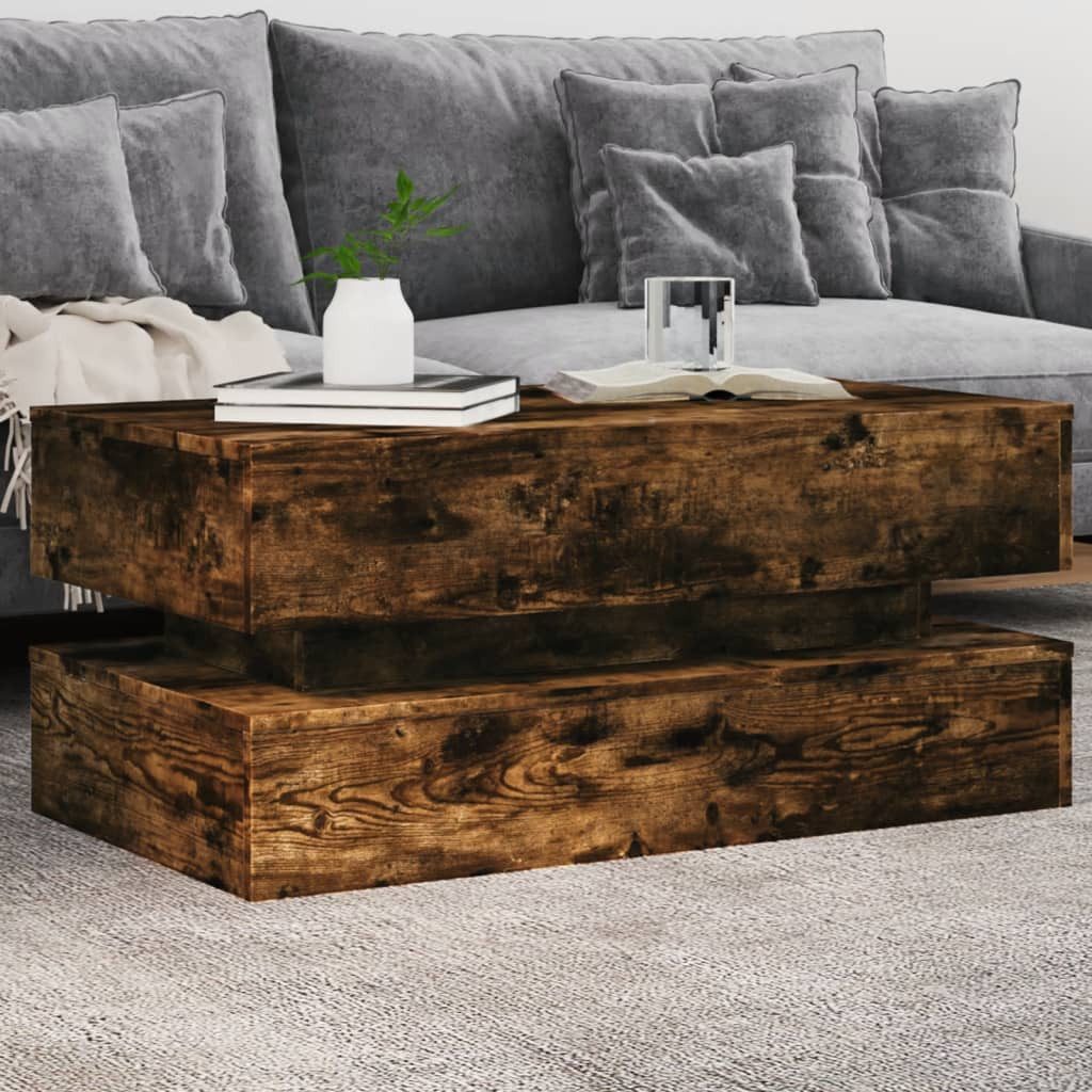 vidaXL Ablagetisch, Couchtisch mit LED-Leuchten Räuchereiche günstig online kaufen