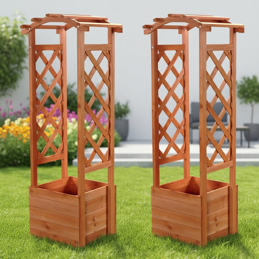 Mucola Rankhilfe 2er Set Rankhilfe Garten Pflanzkasten mit Rosenbogen Spalier Pergola Set, 2 St., 2 Pflanzkasten mit Rankhilfe, Blumenbogen für die verschiedensten Blumen- und Pflanzenarten