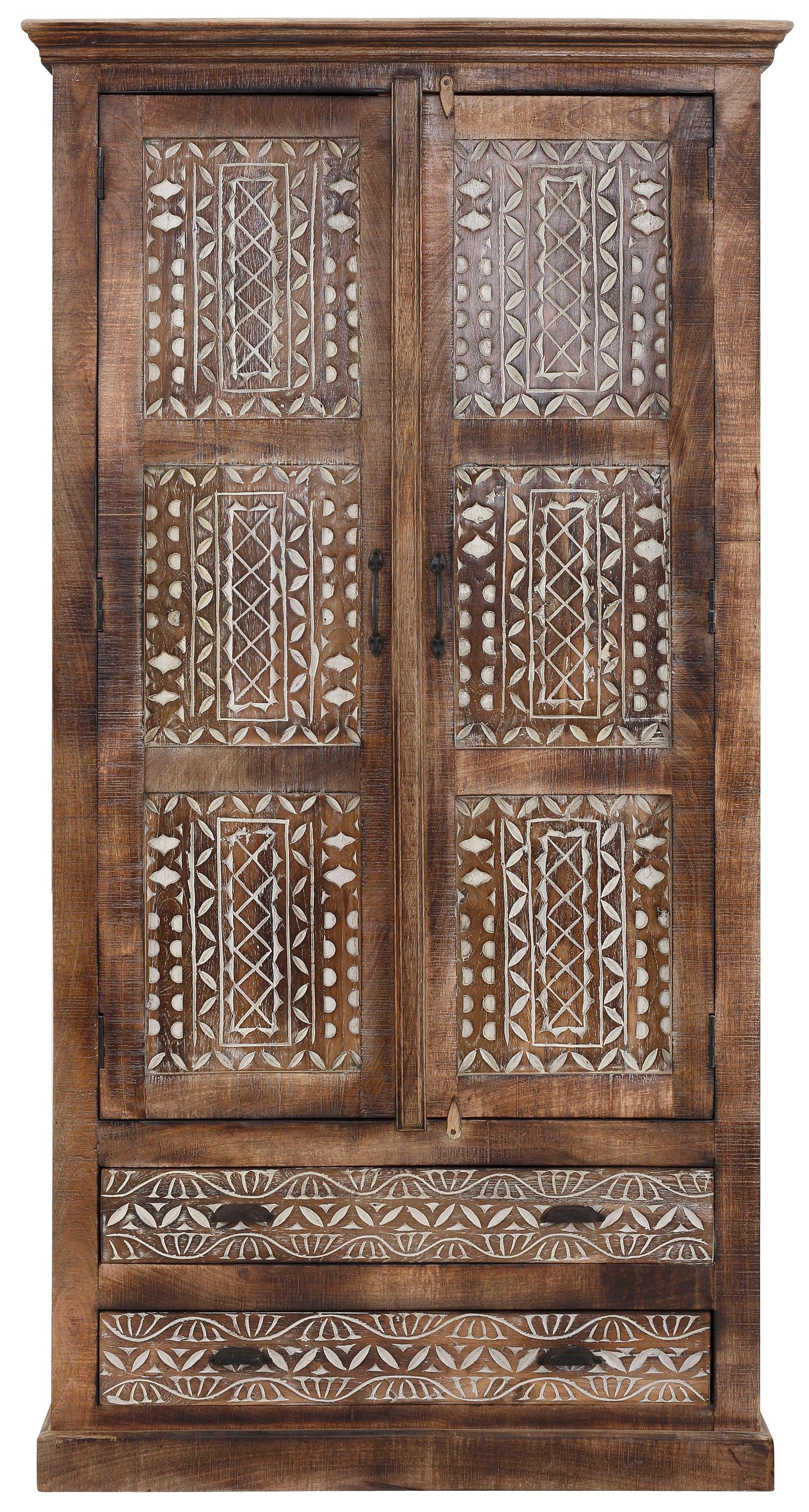 OTTO home Kleiderschrank Maneesh aus massivem Mangoholz und vielen Stauraummöglichkeiten, Höhe 190 cm – Bild 2 von 5