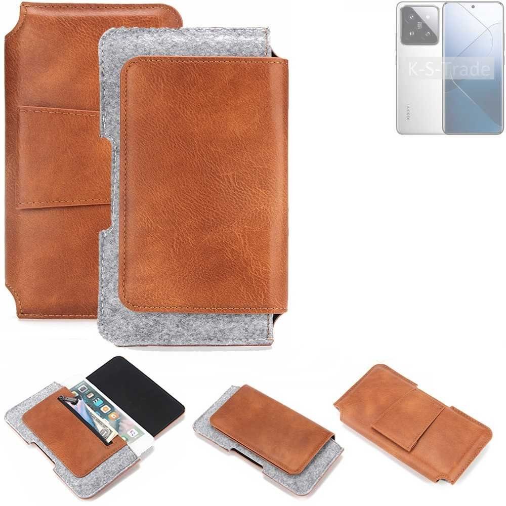 K-S-Trade Handyhülle für Xiaomi 14, Handyhülle Schutzhülle Gürteltasche Holster Gürtel Tasche
