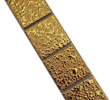 Mosani Fliesen-Bordüre Quadratisches Keramikmosaik Borde gold glänzend / 10 Stück