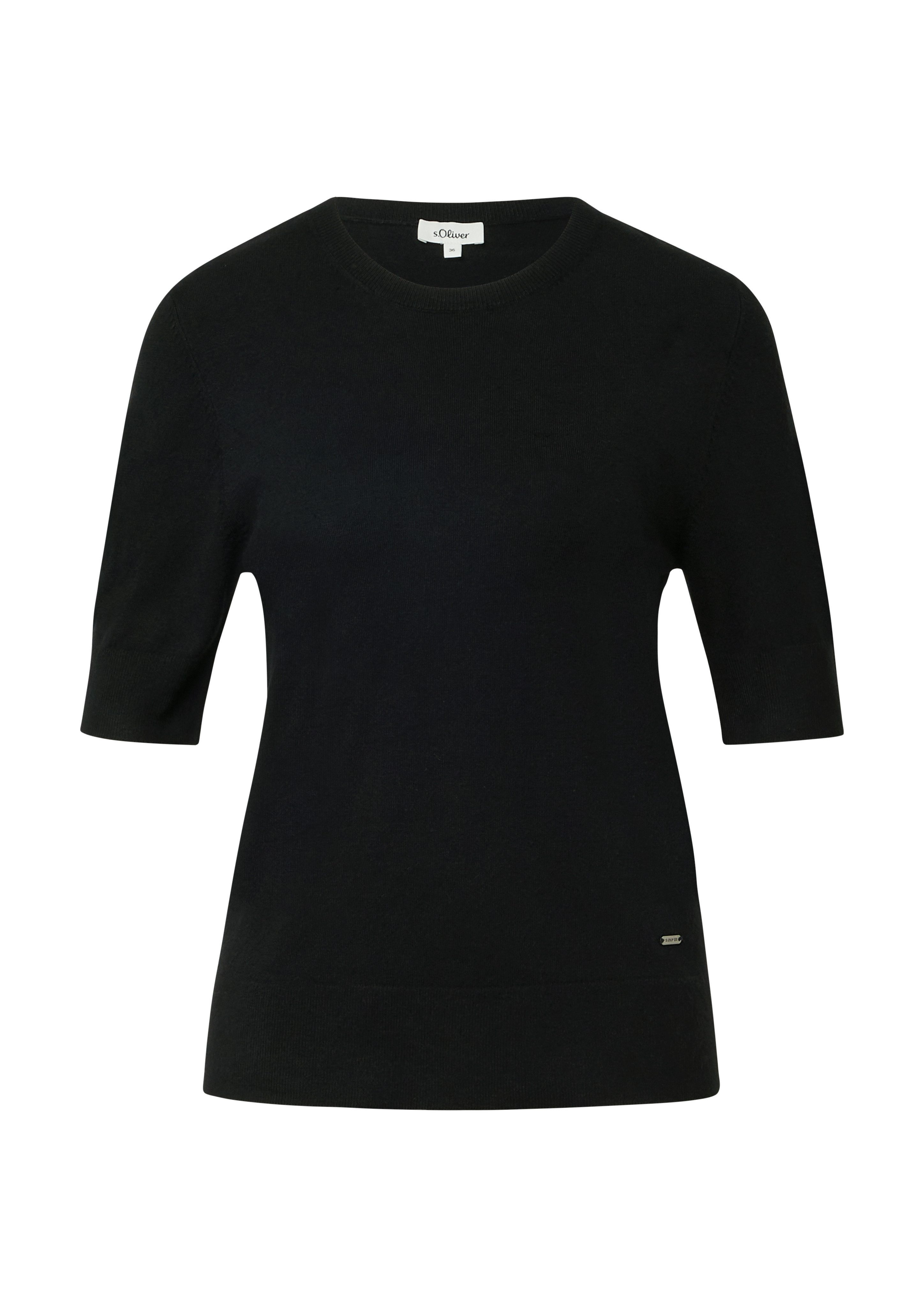 s.Oliver Kurzarmpullover mit Logo Stickerei