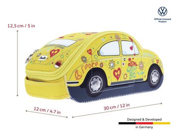 VW Collection by BRISA Kulturbeutel Volkswagen Neopren Kosmetikbeutel im Käfer/Beetle Design, gelbe Schminktasche