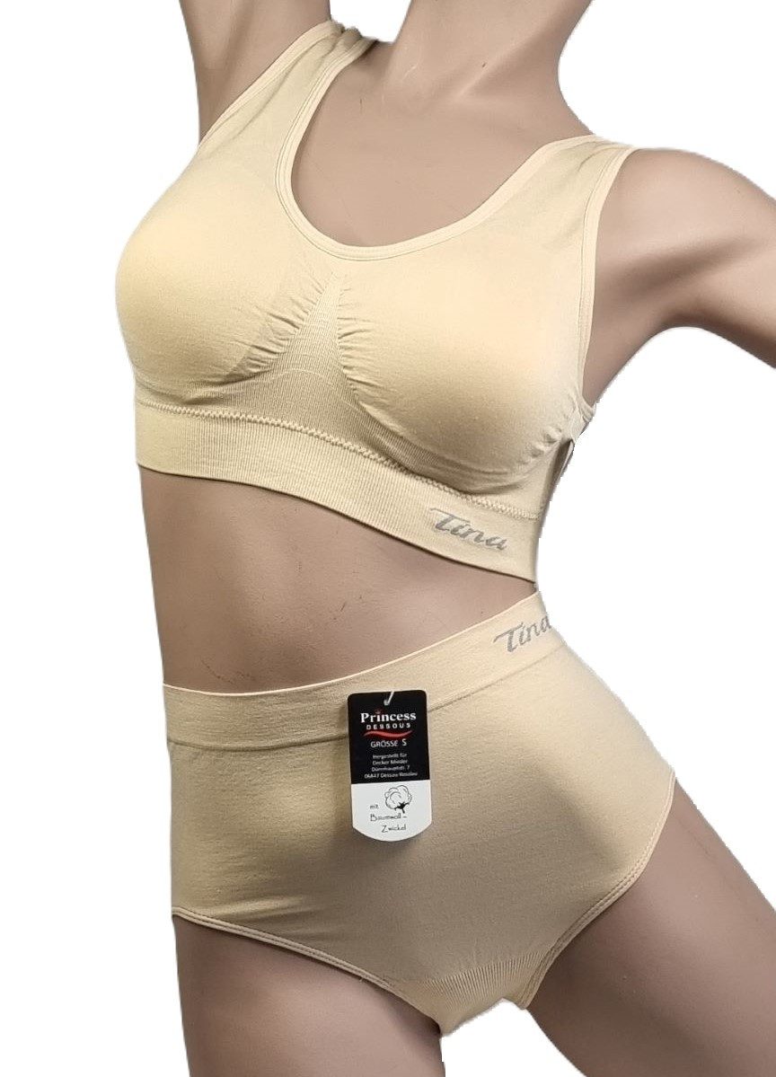 Dekker Bustier "Princess Dessous " Seamless Bustier/BH super Passform gefütterte Cup (Packung, 2 Stück) Logogschriftzug "Tina"