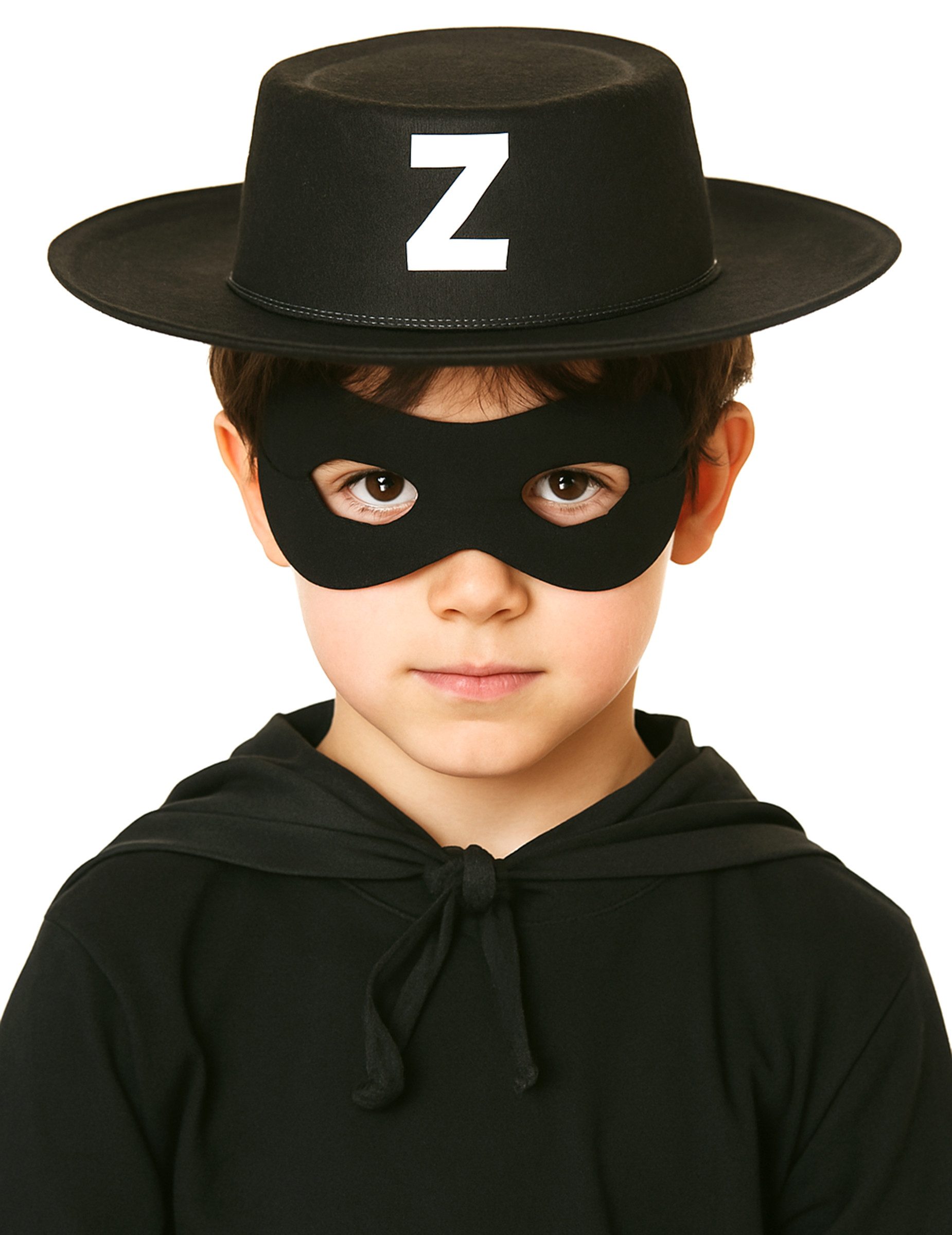 Viving Costumes Kostüm Rächer-Hut für Kinder maskierter Rächer Faschingsaccessoire schwarz