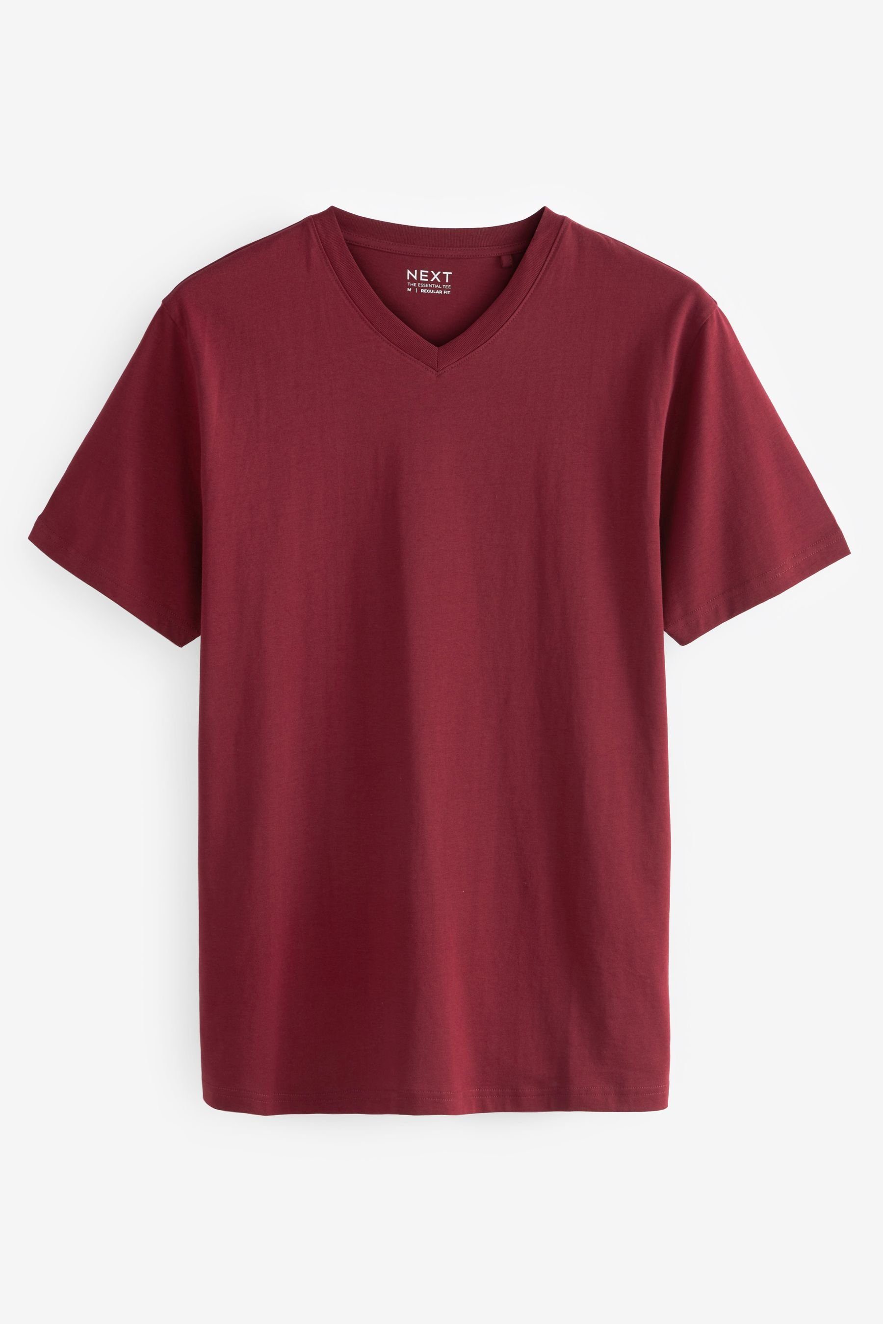 Next T-Shirt V-Ausschnitt im Fit (1-tlg) Regular T-Shirt mit Red Burgundy