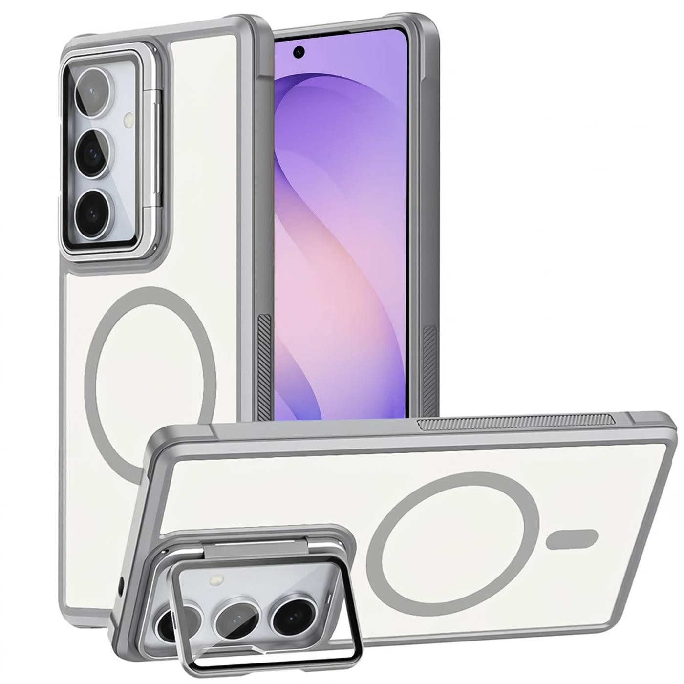 CoolGadget Handyhülle Hybrid CAM Handy Hülle für Samsung Galaxy S26 6,3 Zoll, Kameraschutzglas klappbar Schutzhülle Metallring für Magsafe Zubehör