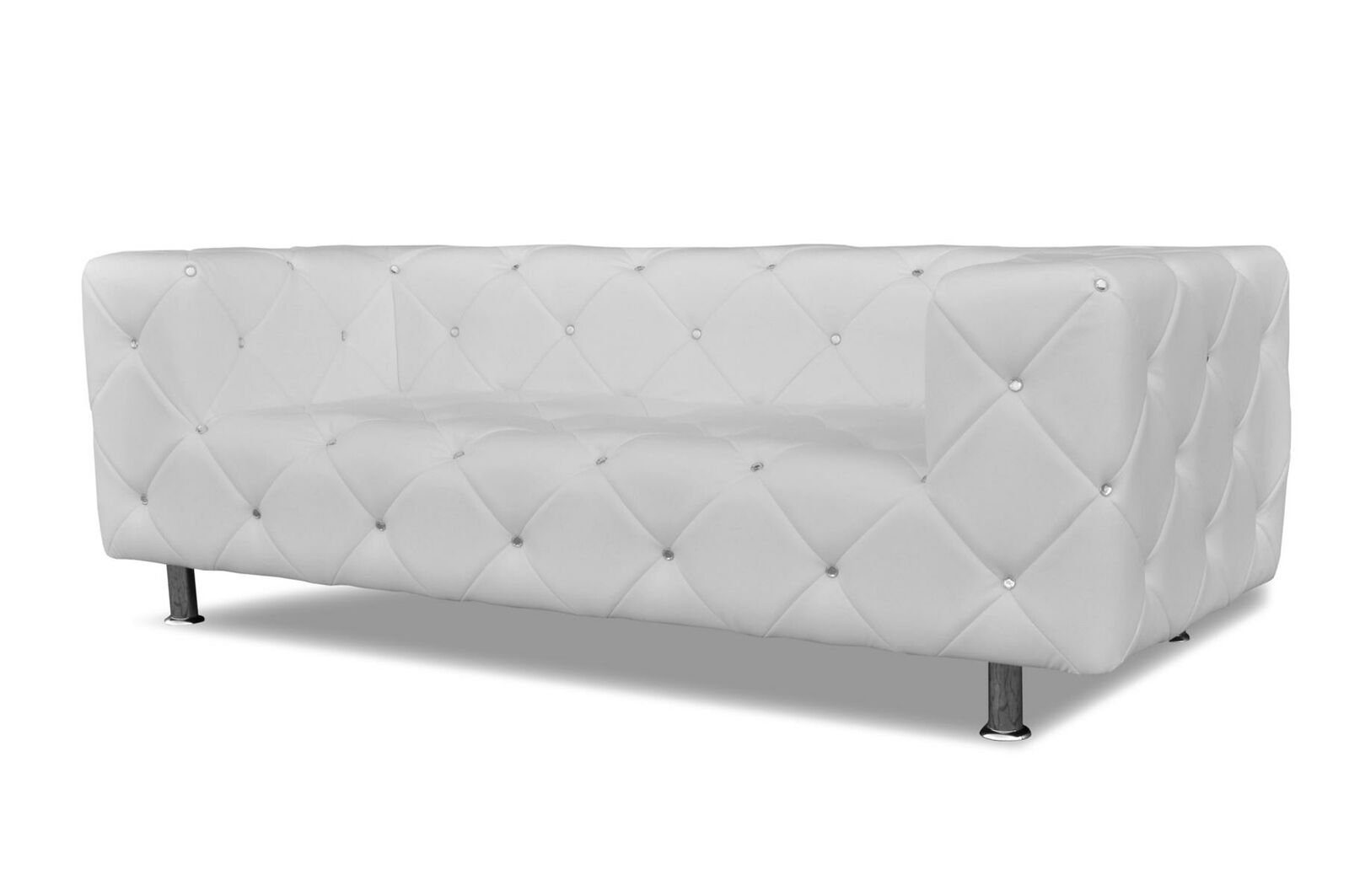 JVmoebel Sofa Moderner weißer Chesterfield Dreisitzer mit Steinen Luxus Möbel, Made in Europe