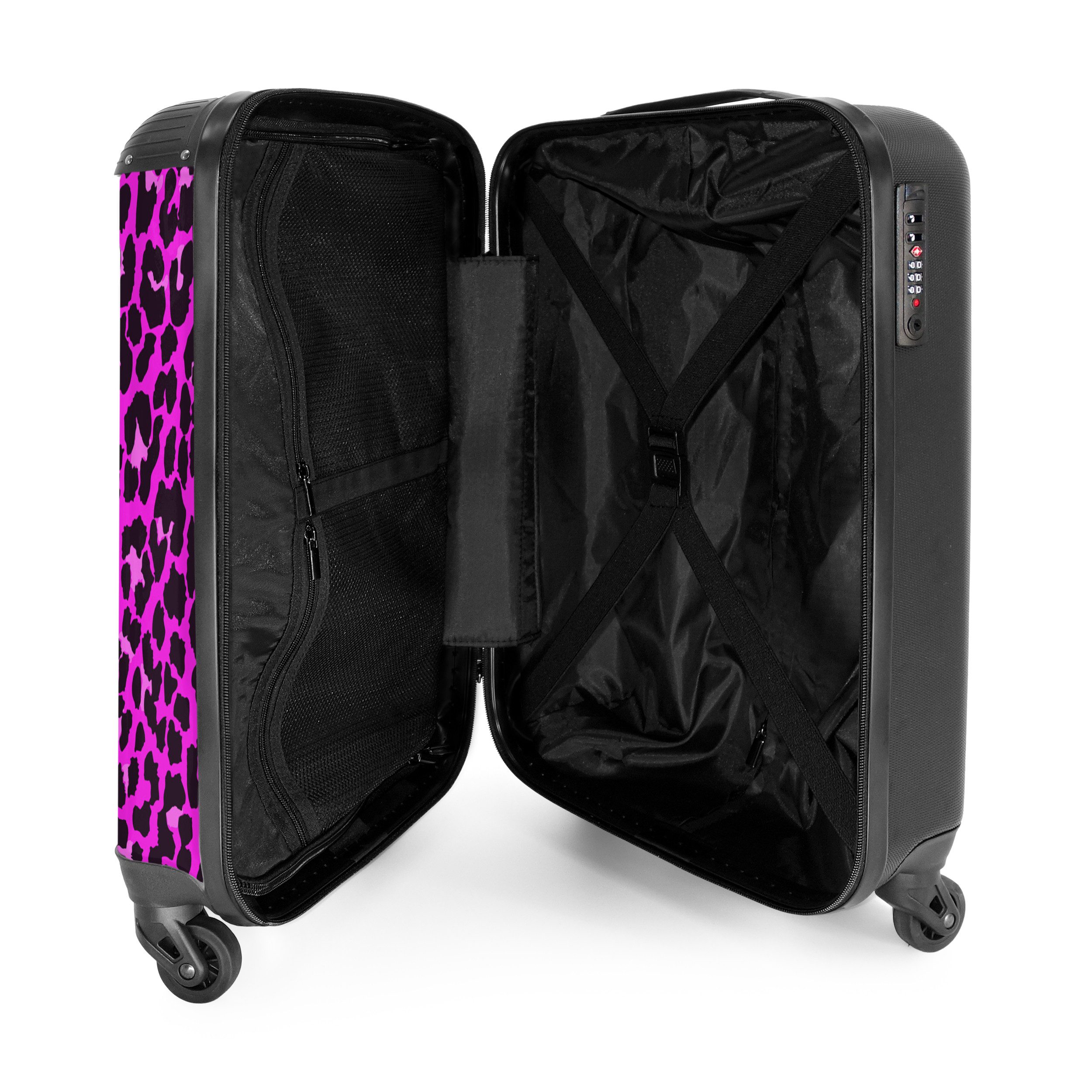 NoBoringSuitcases.com© Hartschalen-Trolley Panther Druck - Rosa - Neon - Mädchen - Kinder 55x35x20cm, Handgepäck-Koffer, Kinderkoffer, Reisekoffer Mädchen – Bild 4 von 5