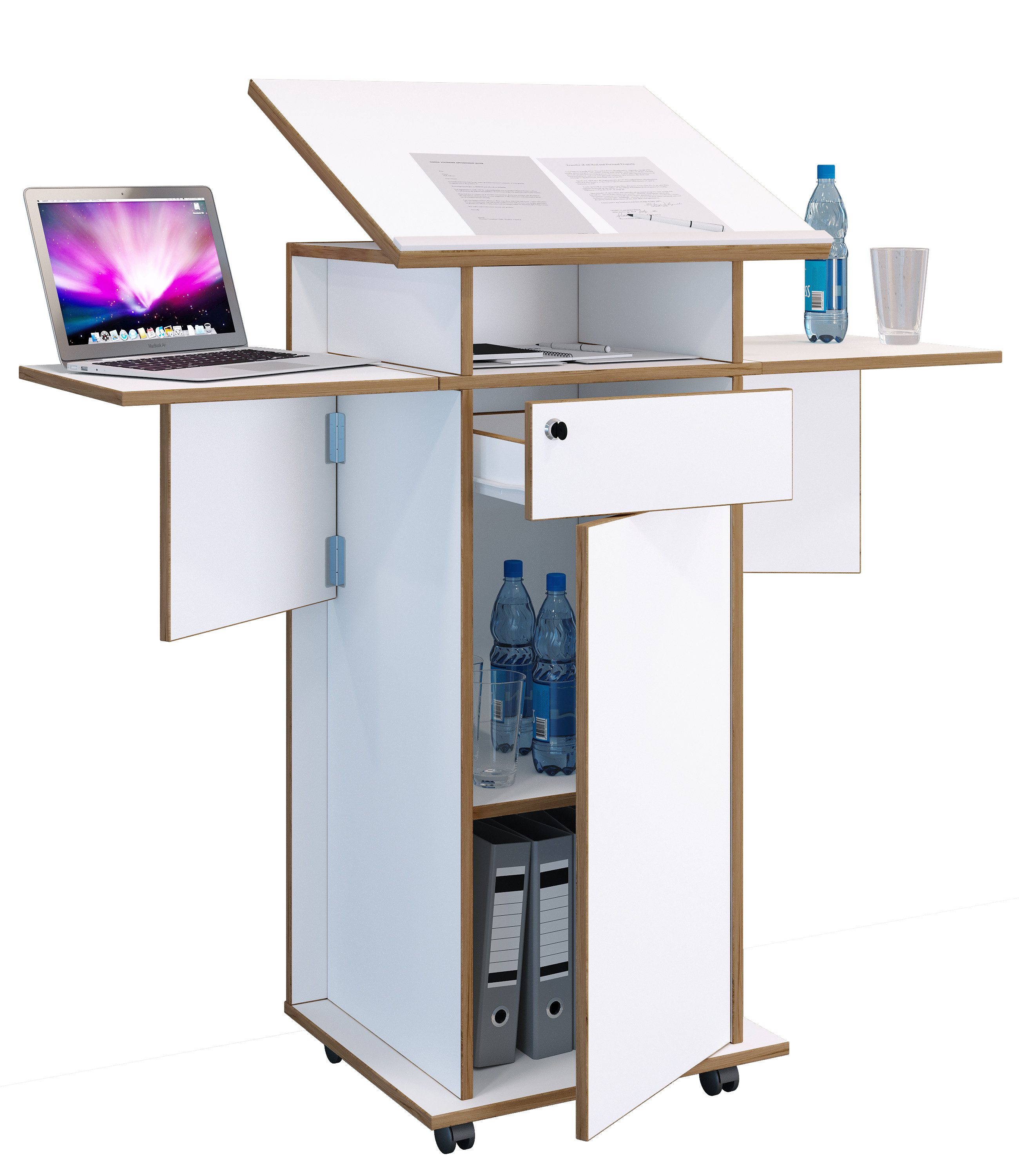 VCM Stehpult Holz Stehpult Rednerpult Stehtisch Rollen Salia T