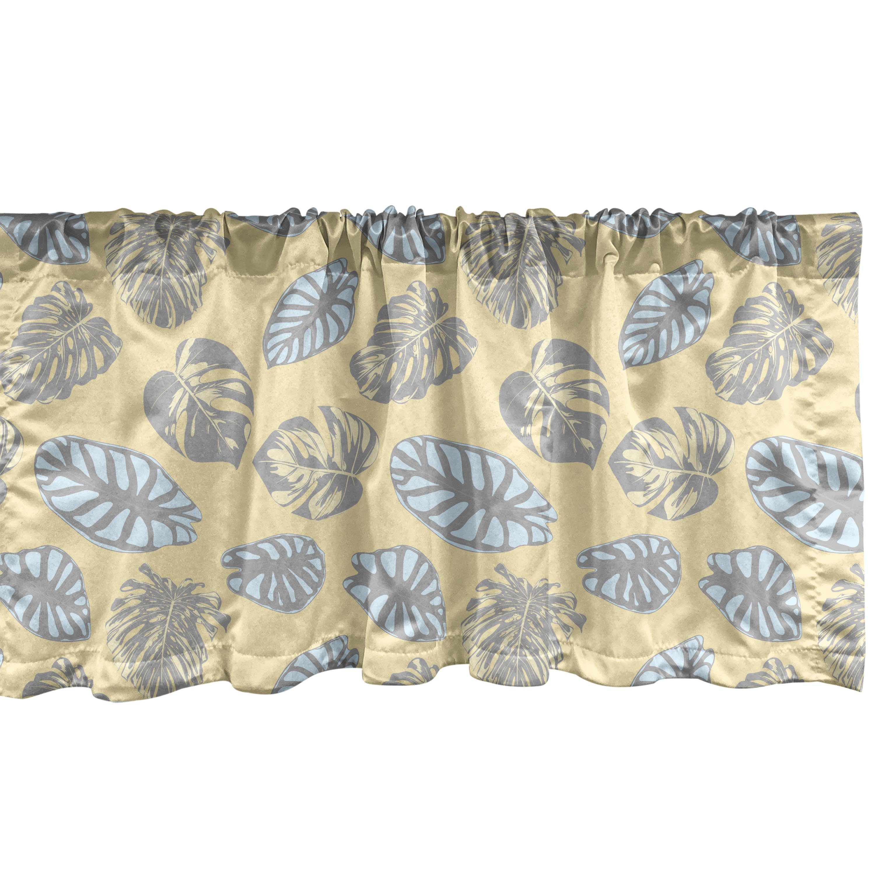 Scheibengardine Vorhang Volant für Küche Schlafzimmer Dekor mit Stangentasche, Abakuhaus, Microfaser, Philodendron Tropic Jungle Laub