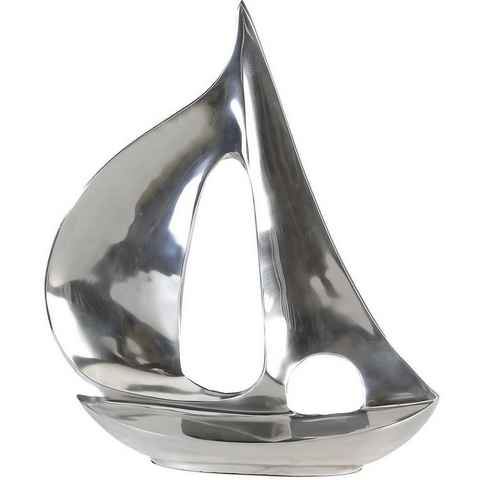 GILDE Dekoobjekt Skulptur Segel-Boot, silber (1 St), aus Metall, maritim, in 2 Größen erhältlich, Wohnzimmer
