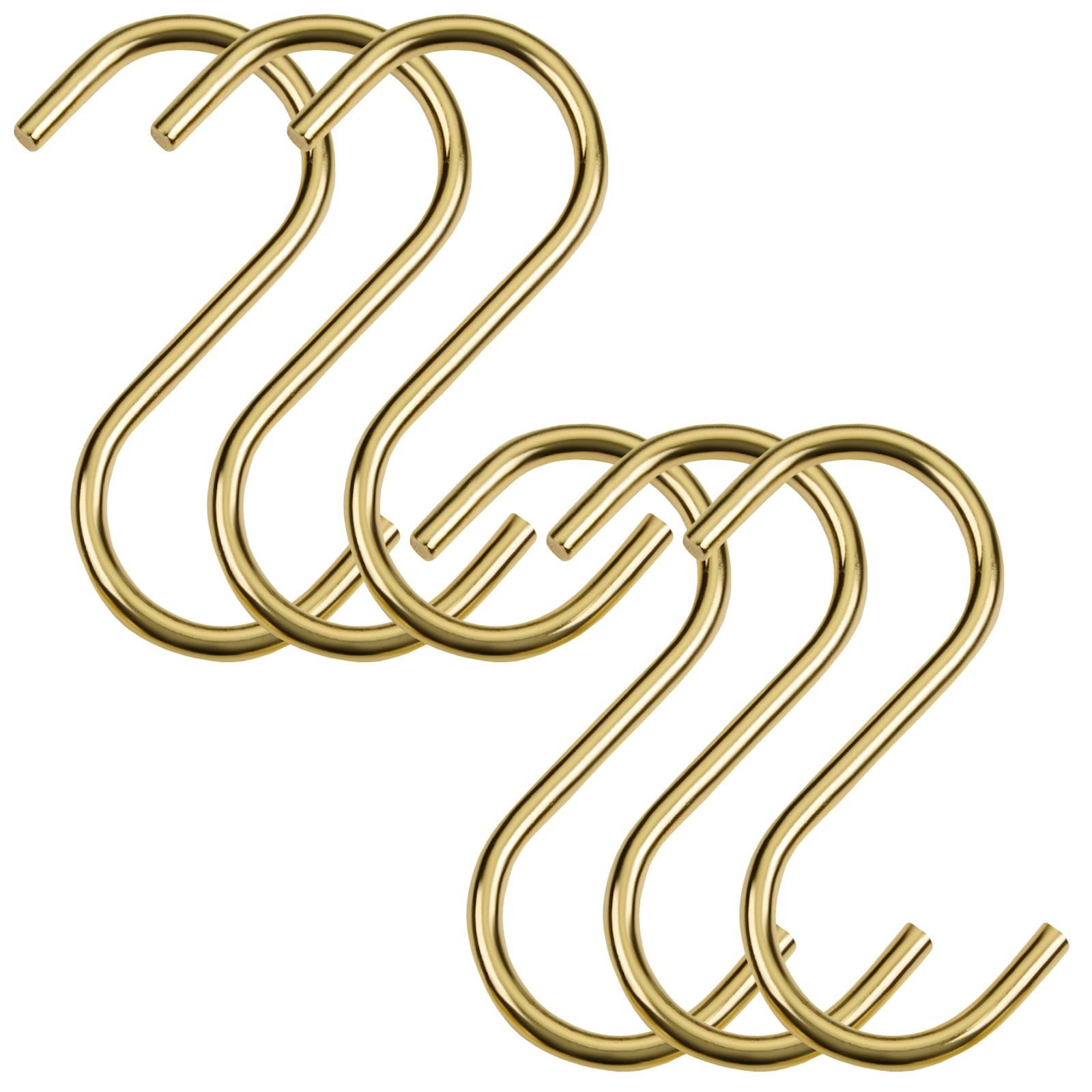 SO-TECH® S-Haken für Rundstäbe bis Ø 30 mm für Garderoben, Küchenreling uvm., (Spar-Set, 6-St), Antik Gold galvanisiert