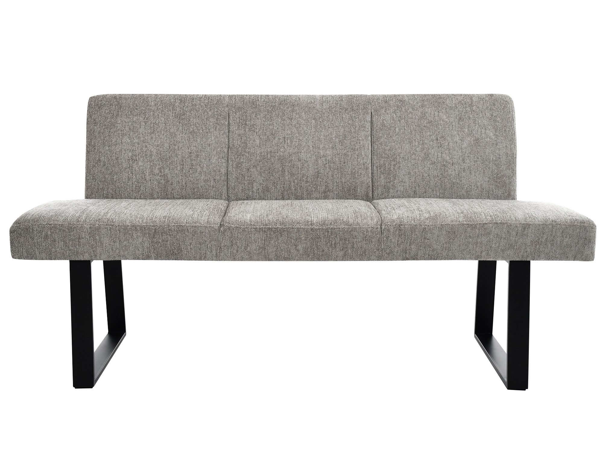 Beautysofa Essbank VELTO – moderne Küchenbank und Esszimmerbank (gepolsterte Rückenlehne, schwarze pulverbeschichtete Metallkufen), 164 cm breit