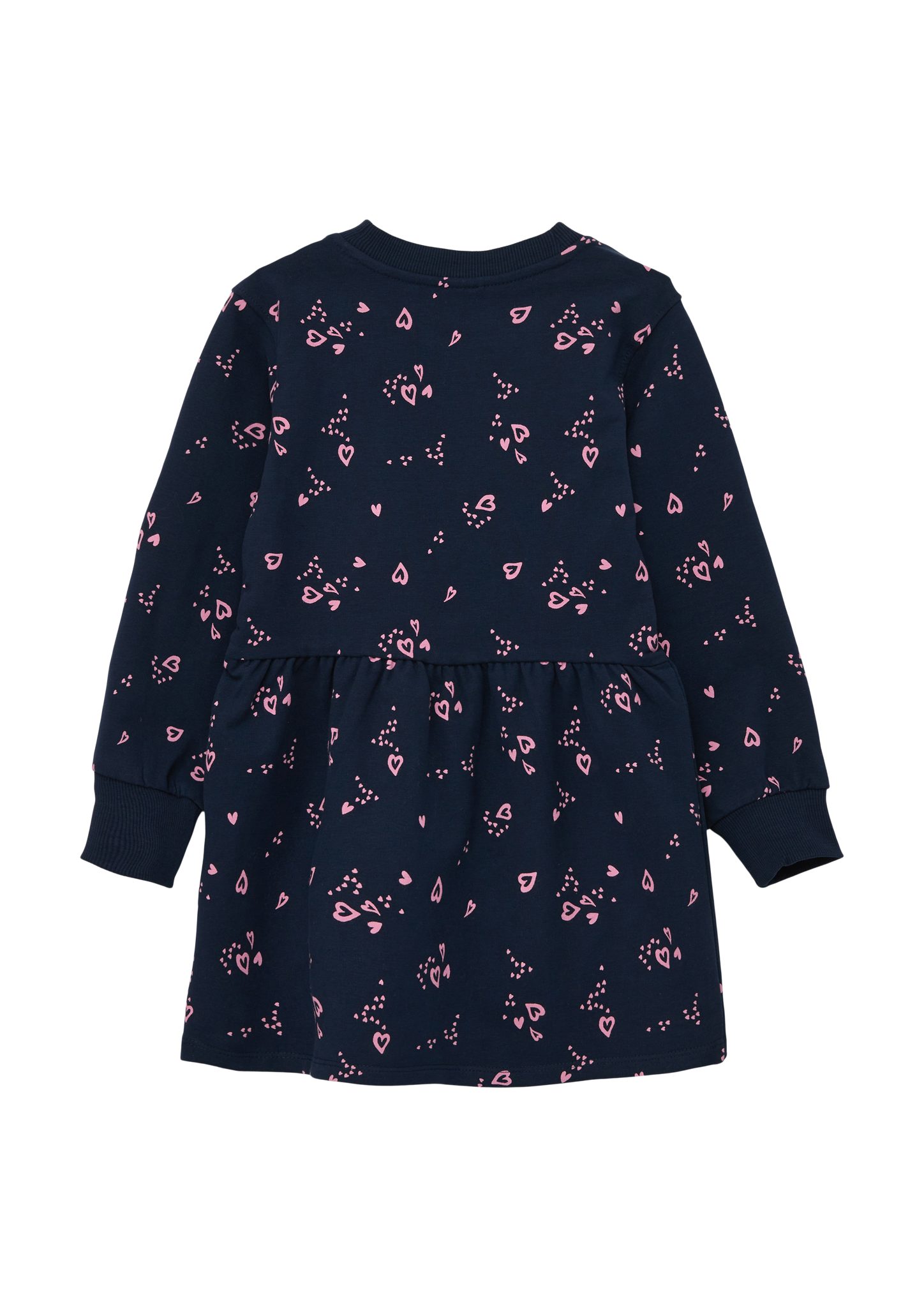 Sweatkleid Volants s.Oliver Raffung, All-over-Print navy mit Minikleid