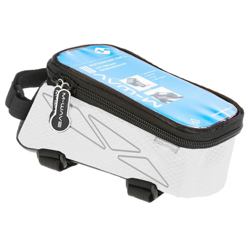 M-Wave Fahrradtasche M-WAVE Rotterdam Top L Oberrohrtasche Weiß, Größe L, mit Smartphone-F
