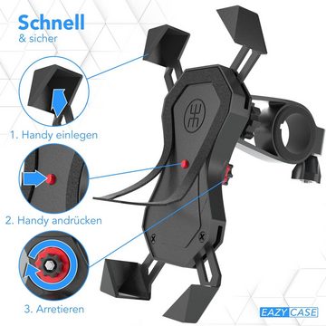 EAZY CASE Universal Fahrradhalterung für Smartphones Smartphone-Halterung, (Handyhalterung zur Montage am Lenker größenverstellbar drehbar Schwarz)