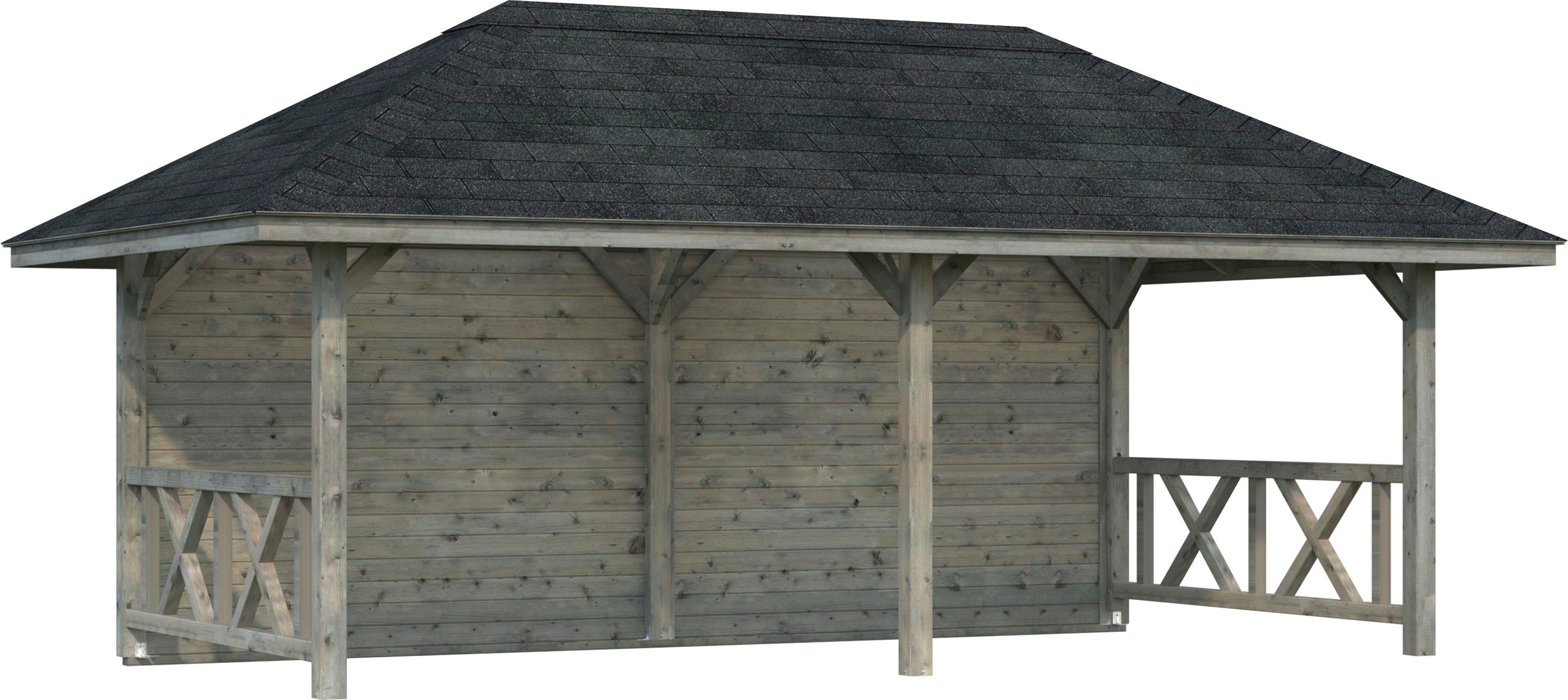 Palmako Holzpavillon Bianca 16,6 m² Set 2, mit 4 Seitenteilen, BxTxH: 588x300x323 cm
