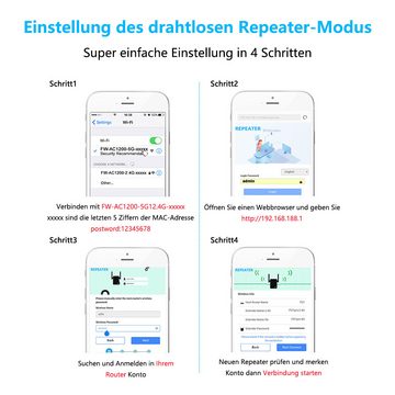 GelldG WLAN Verstärker Repeater, Wi-Fi Extender, kompatibel zu WLAN Geräten WLAN-Repeater