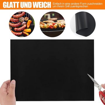 Alster Herz Backmatte 4x GRILLMATTE Grillunterlage Backmatte, hitzebeständig antihaft H064, (4-tlg., schwarz), ideal für Backblech, Gasgrill und Holzkohle