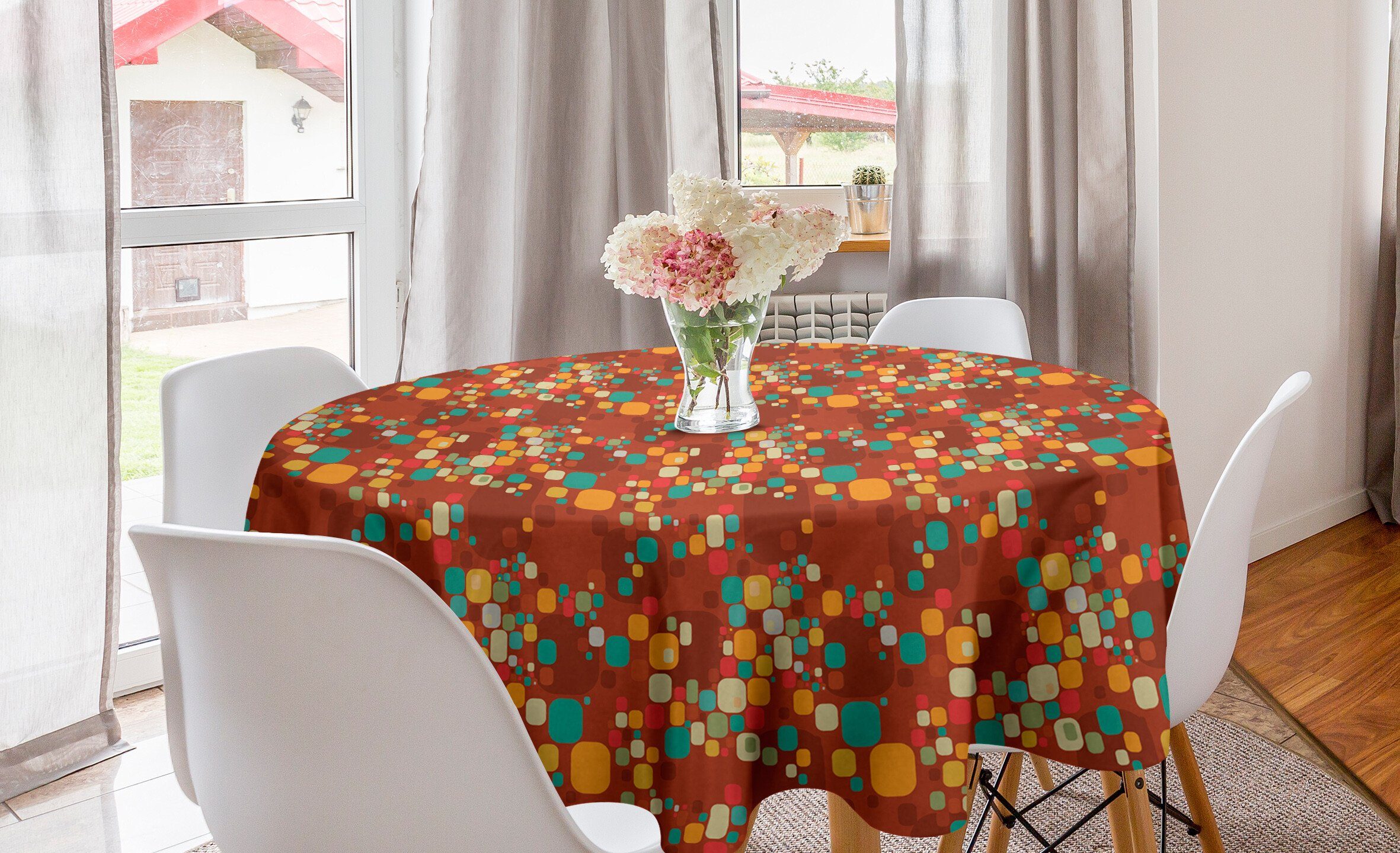 Motiv Jahrgang für Tischdecke Dekoration, Abdeckung Abakuhaus Kreis Buntes Tischdecke Esszimmer abstraktes Küche