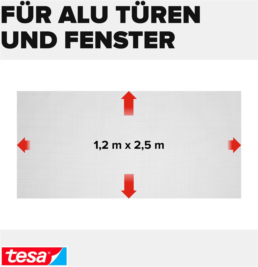 tesa Fliegengitter-Gewebe Nachfüllrolle Fiberglas Premium - Fliegengitter Ersatzrolle, (Packung, 1-St., Nachfüllrolle), INSECT STOP - 120x250cm, Anthrazit (Durc – Bild 4 von 5