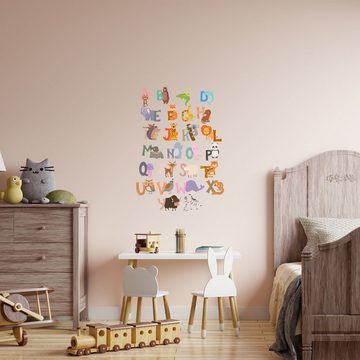 GRAVURZEILE Wandtattoo - Tier Alphabet Design - Wandtattoo zum Alphabet lernen - Kinderzimmer