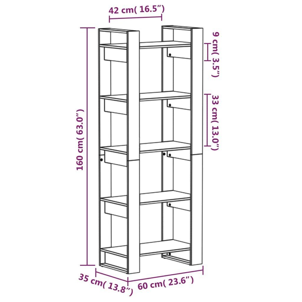 furnicato Bücherregal cm Massivholz Bücherregal/Raumteiler 60x35x160 Weiß