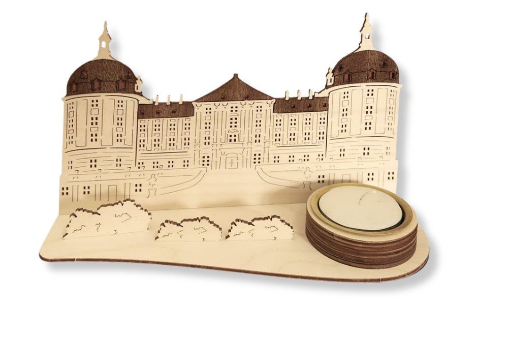 DeColibri Teelichthalter Teelichthalter Dresden Schloss Moritzburg Schwibbogen - Holzkunst (Packung), Holzkunst aus Sachsen, für Teelichte geeignet