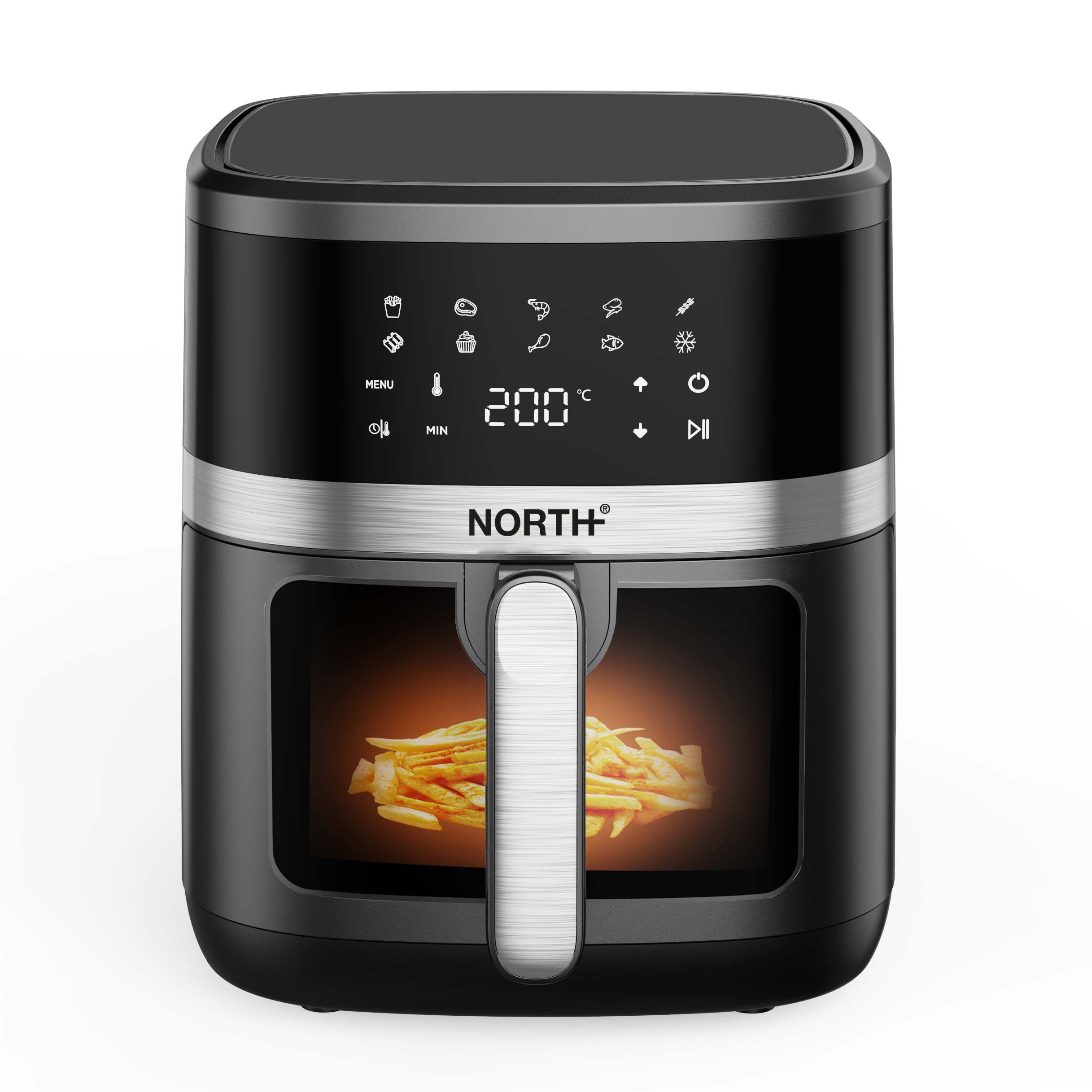 NORTH Heißluftfritteuse, Fassungsvermögen 6.5l