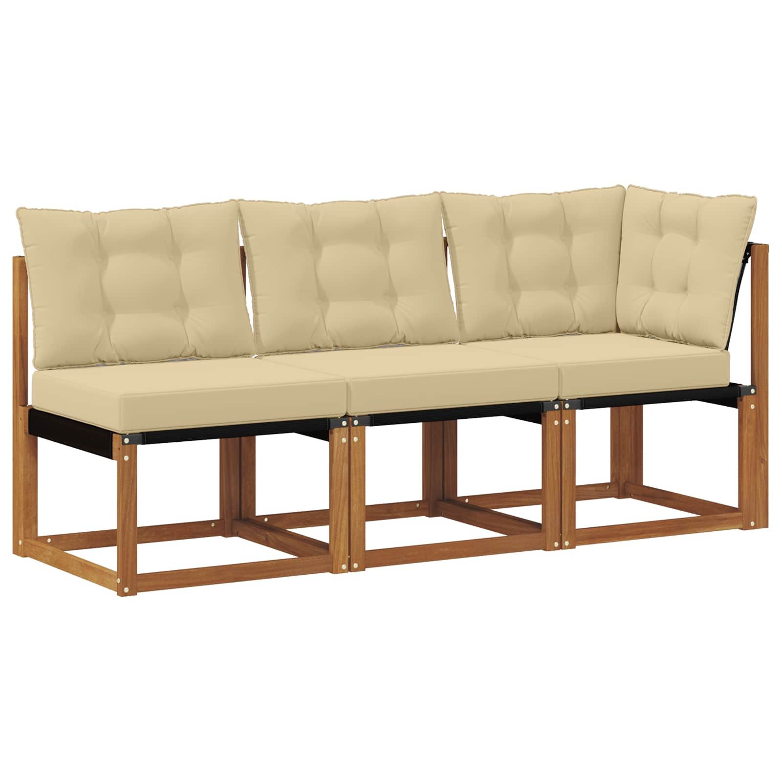 vidaXL Sofaelement 3 stk. Outdoor Mittel- und Ecksofa Natur (3 St)