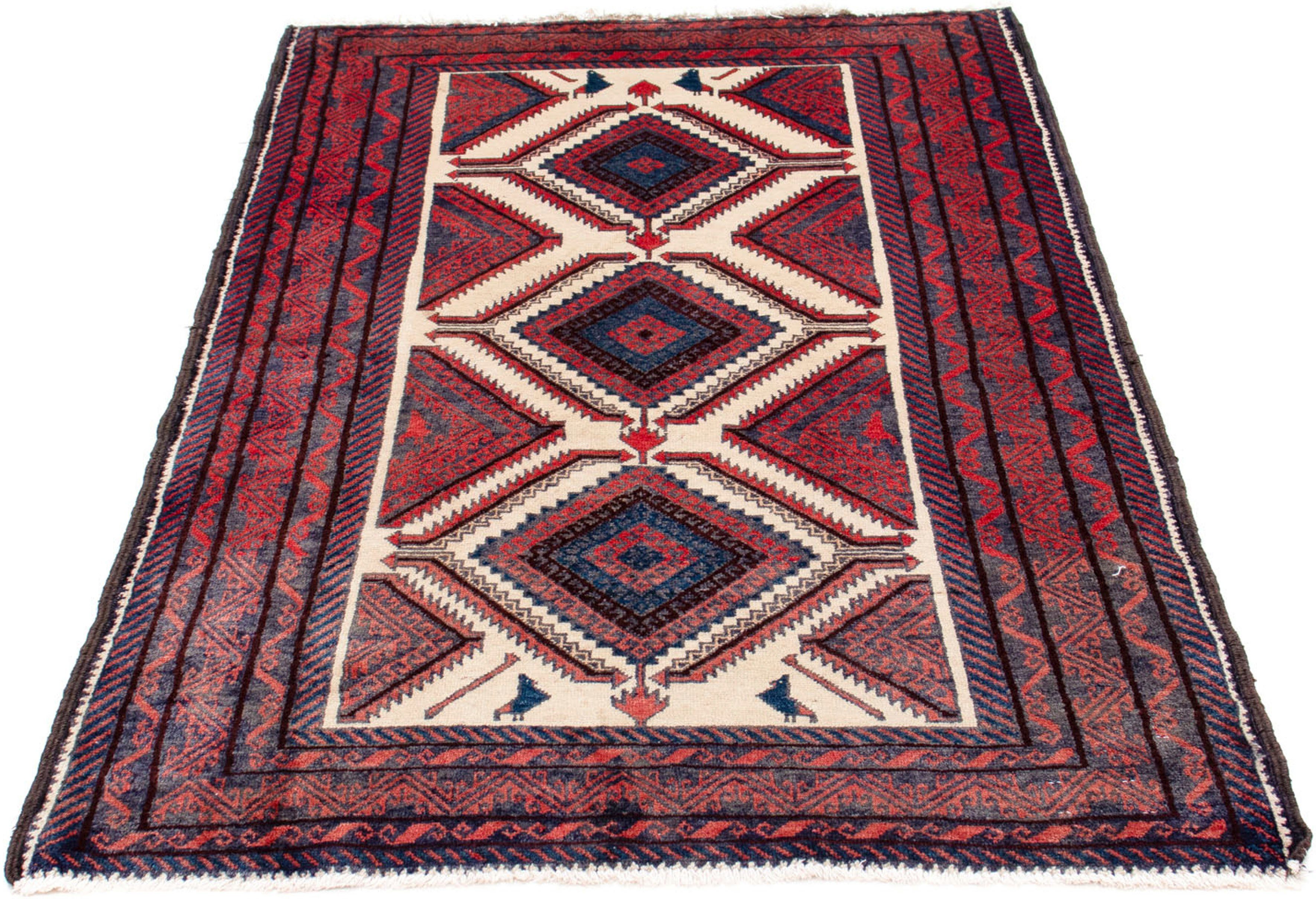 Orientteppich Belutsch - 156 x 96 cm - beige, morgenland, rechteckig, Höhe: 8 mm, Wohnzimmer, Handgeknüpft, Einzelstück mit Zertifikat