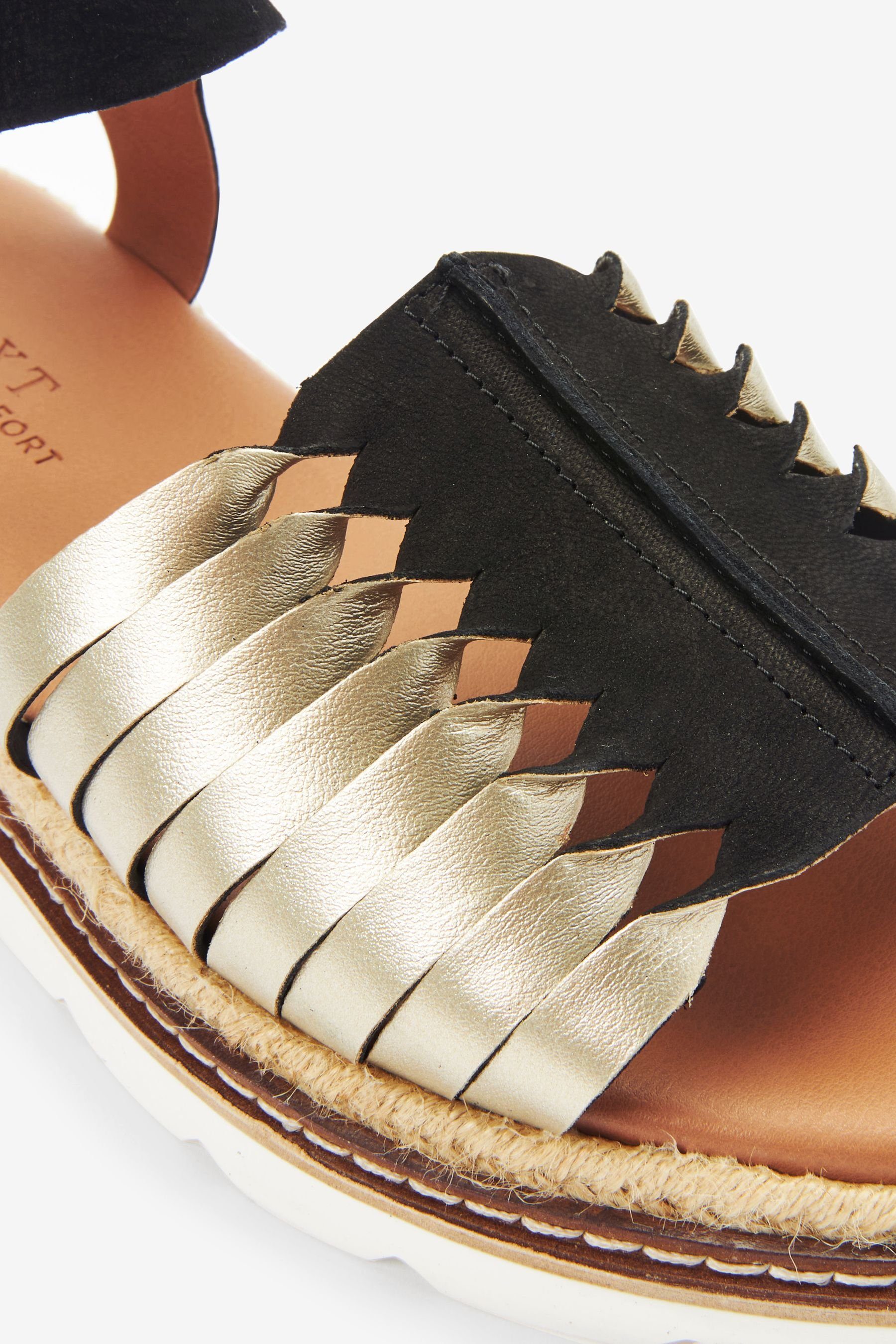aus Sandale Flatform-Sandaletten Forever Leder Next Comfort® (1-tlg) Black/Gold