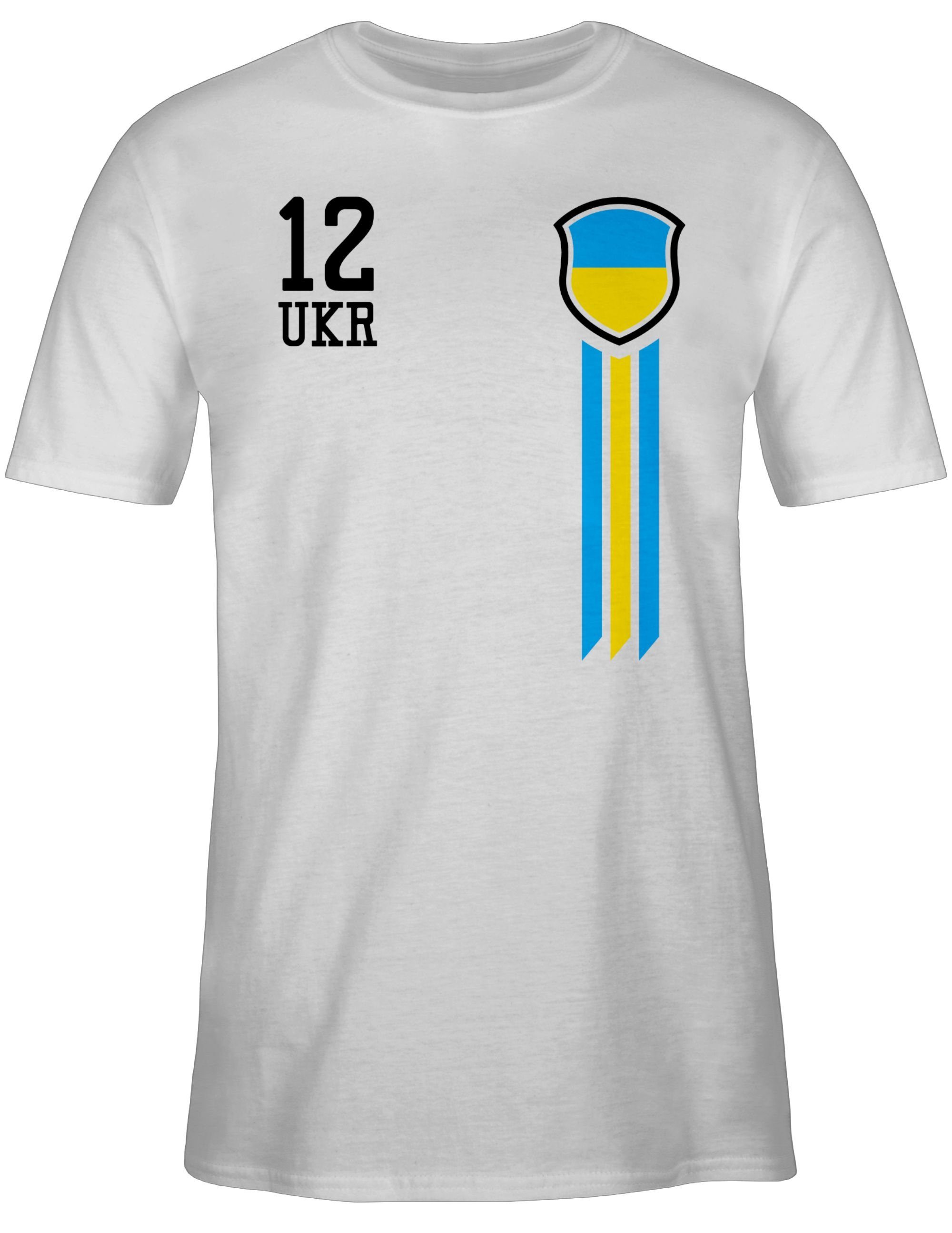 Weiß Fussball EM T-Shirt 12. Shirtracer Ukraine Mann 2024 2