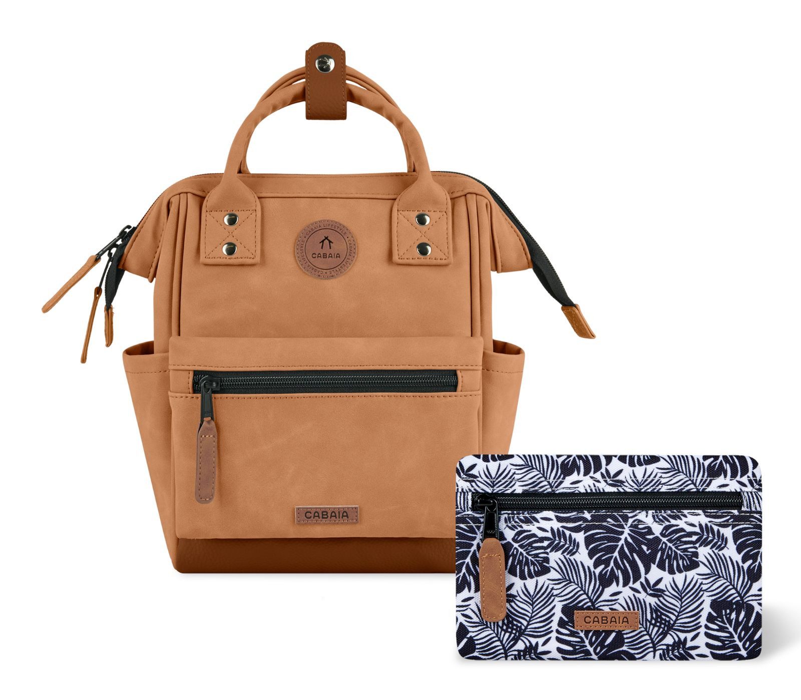 CABAIA Rucksack Vegan Nubuck Backpack (Set, 3-tlg)