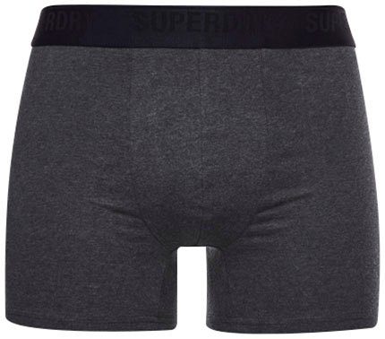 wb lg anthrazit (3-St., mit grau-meliert, schwarz, Langer 3x Boxer Webbund web Superdry 3er-Pack) Logo SD Boxer